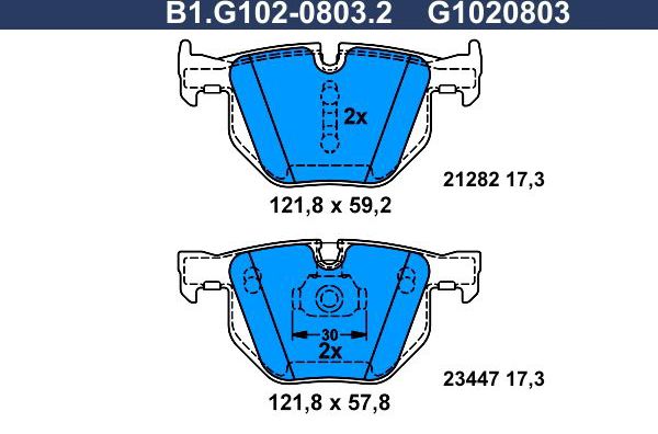 Тормозные колодки Galfer задние для BMW X5 III (F15) 2013-2018. Артикул B1.G102-0803.2
