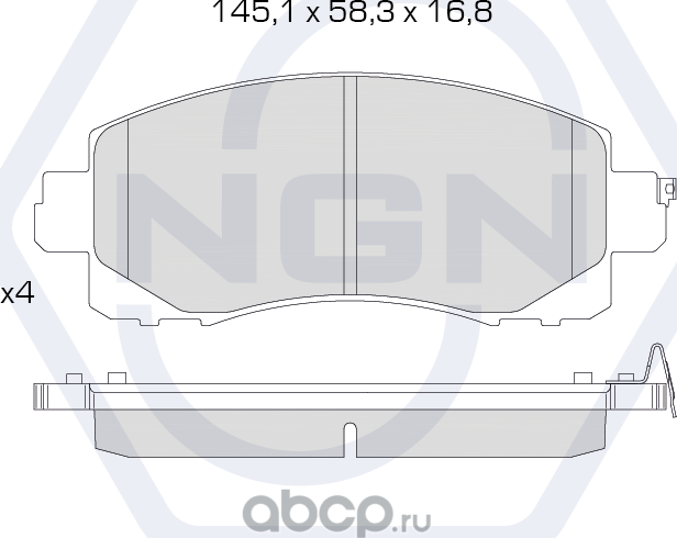 Колодки тормозные керамические, передние (NGN). Артикул 3502435