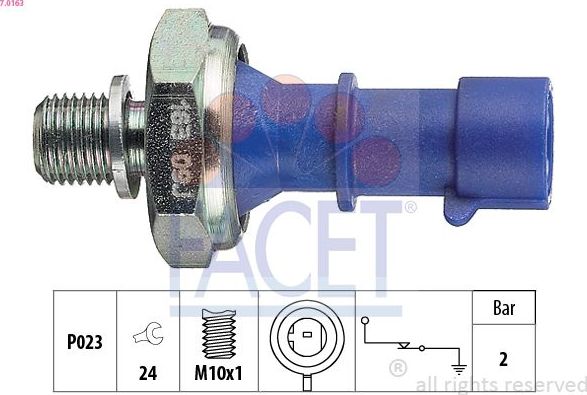 Датчик давления масла Facet Made in Italy - OE Equivalent. Артикул 7.0163