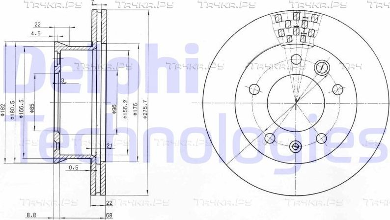 Тормозной диск Delphi. Артикул BG3236