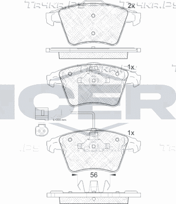 Тормозные колодки Icer передние для Volkswagen Transporter T5 2003-2015. Артикул 181778