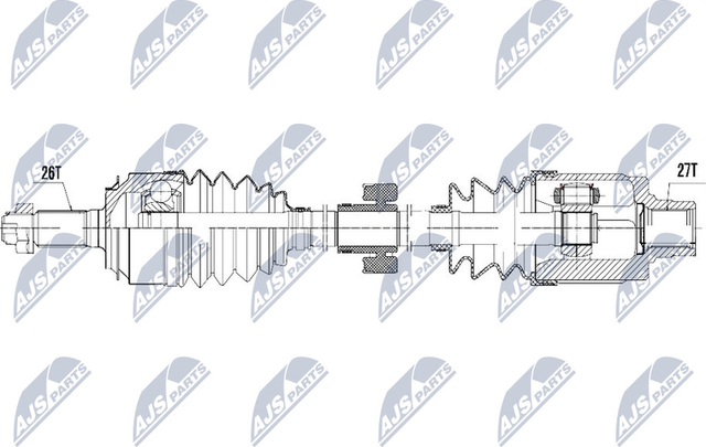 Полуось (привод в сборе, приводной вал) NTY передняя для Honda Civic VIII 2005-2012. Артикул NPW-HD-047