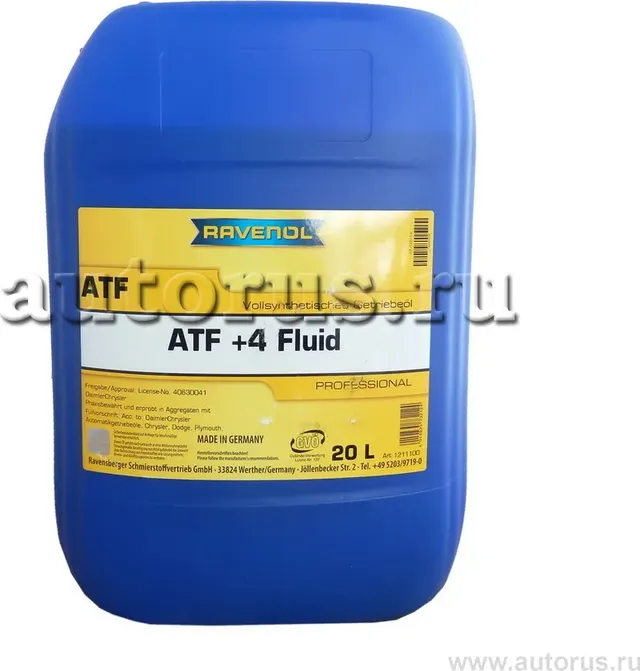 Трансмиссионное масло RAVENOL ATF+4 Fluid (20л) new. Артикул 4014835732124