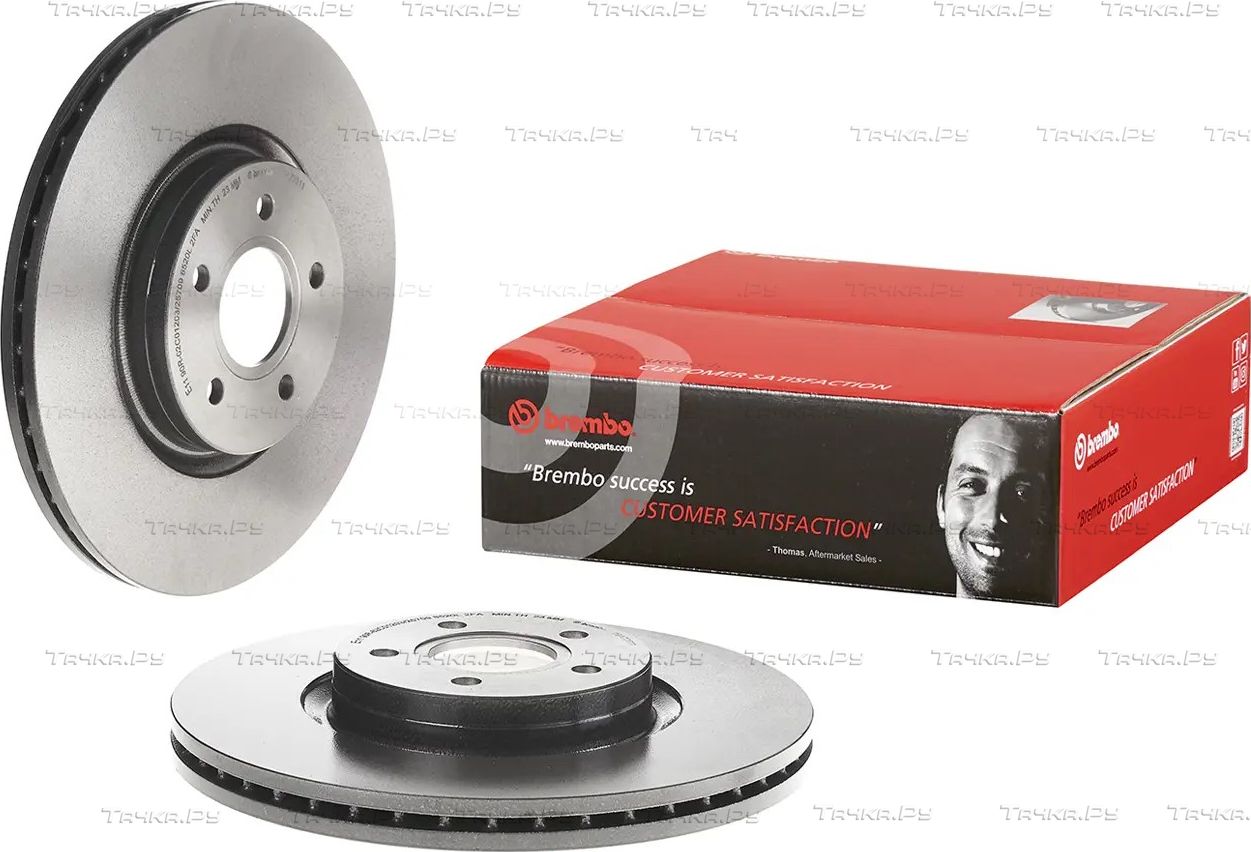 Тормозной диск Brembo PRIME LINE - UV Coated передний для Volvo C70 II 2006-2013. Артикул 09.A728.11