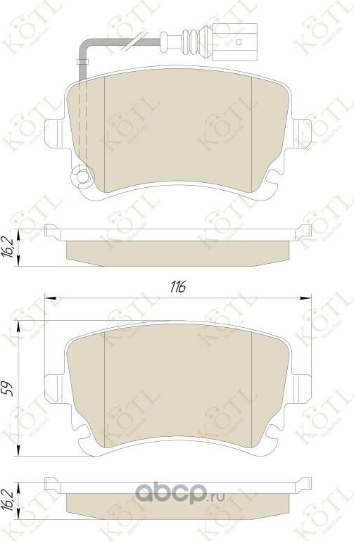Колодки тормозные дисковые задние к-т с датчиком износа VOLKSWAGEN T5 03>/MULTIVAN 03> (Kotl) Kotl. Артикул 1557kt