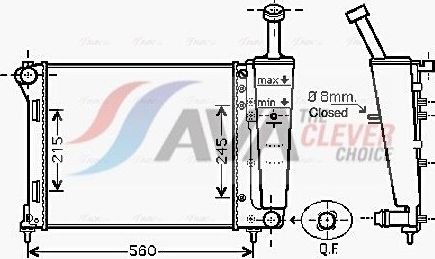 Радиатор охлаждения двигателя AVA. Артикул FT2345