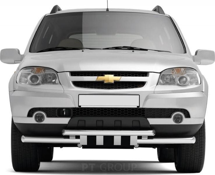 Защита PT Group переднего бампера двойная с зубьями d63/63 (НПС) для Lada Niva 2020-2026. Артикул LNV220202