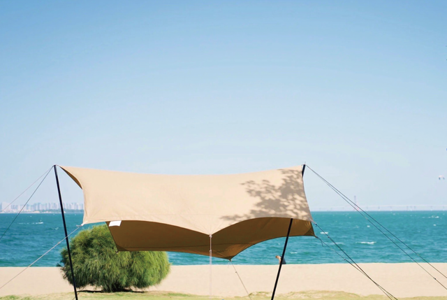 Тент кемпинговый РИФ 520х450, ткань, алюминиевые стойки, цвет песочный. Артикул RIFRT095245600W