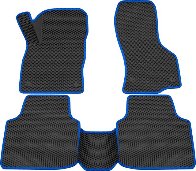 Коврики Rezkon 3D EVA ромб резиновые для салона Skoda Superb III 2016-2026 Синий кант. Артикул 9230015103