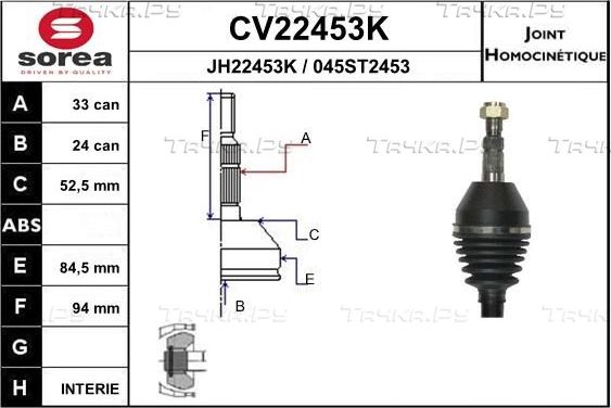 Шрус наружный (граната) EAI передний для Opel Zafira B 2005-2019. Артикул CV22453K