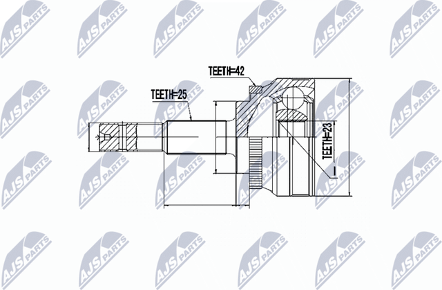 Шрус наружный (граната) NTY для Nissan Almera N16 2000-2006. Артикул NPZ-NS-023