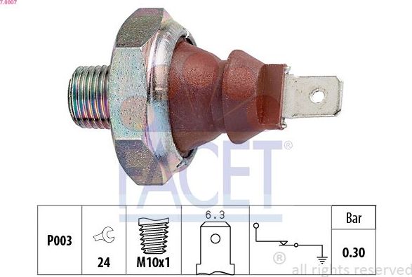 Датчик давления масла Facet Made in Italy - OE Equivalent для Rover 800 1990-1999. Артикул 7.0007