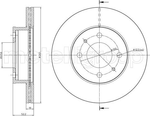 Тормозной диск Metelli для Hyundai Accent II 1999-2006. Артикул 23-0955