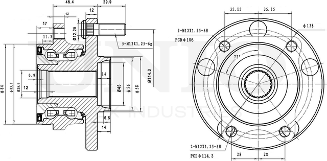Ступица колеса с интегрированным подшипником (Unio). Артикул HUB-20212