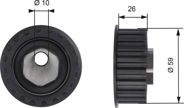 Натяжной ролик (натяжитель) ремня ГРМ Gates PowerGrip™ для SEAT Malaga 1985-1993. Артикул T41127