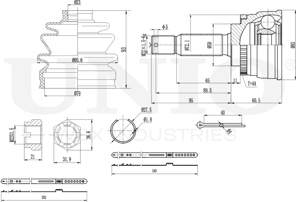 ШРУС наружный (Unio). Артикул CVJ-20035