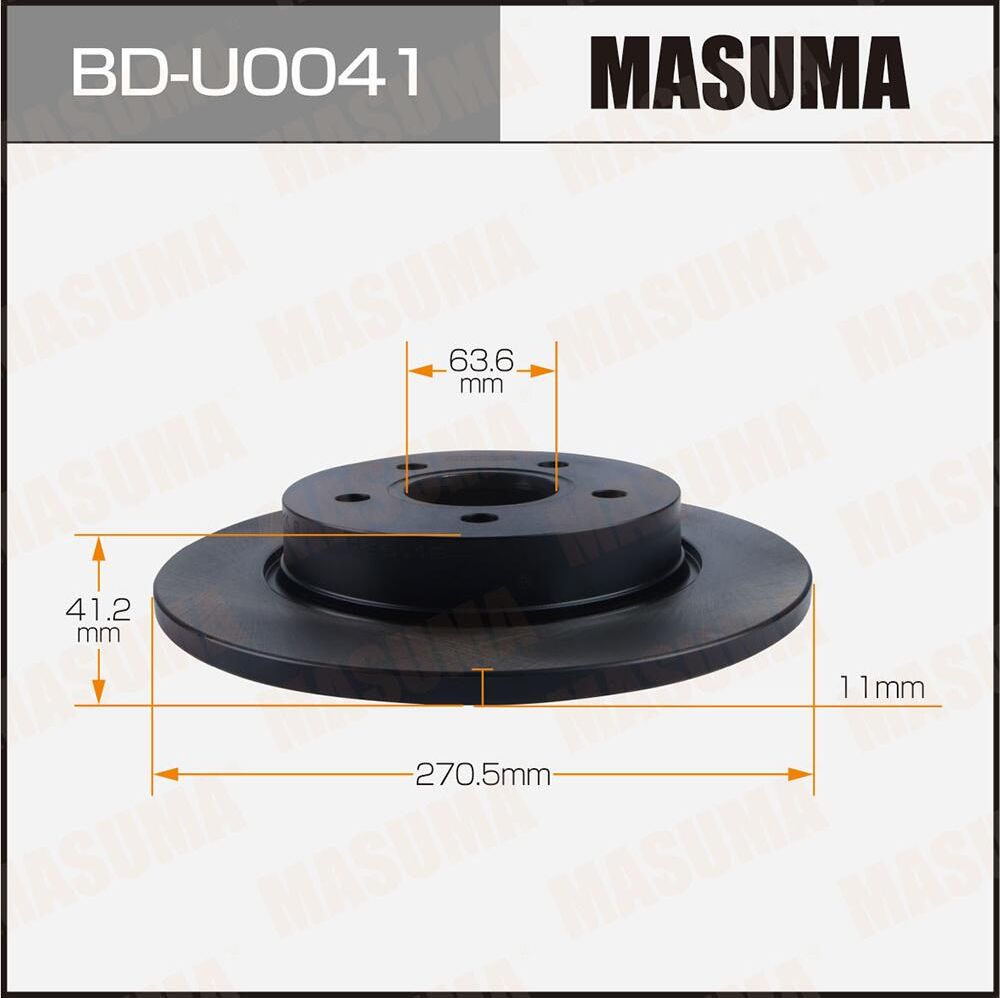 Диск тормозной MASUMA, rear FORD FOCUS 11- [уп.2] Masuma. Артикул BDU0041