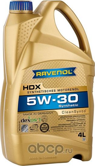 RAVENOL HDX SAE 5W-30 Масло моторное синтет. 4L. Артикул 1111125004