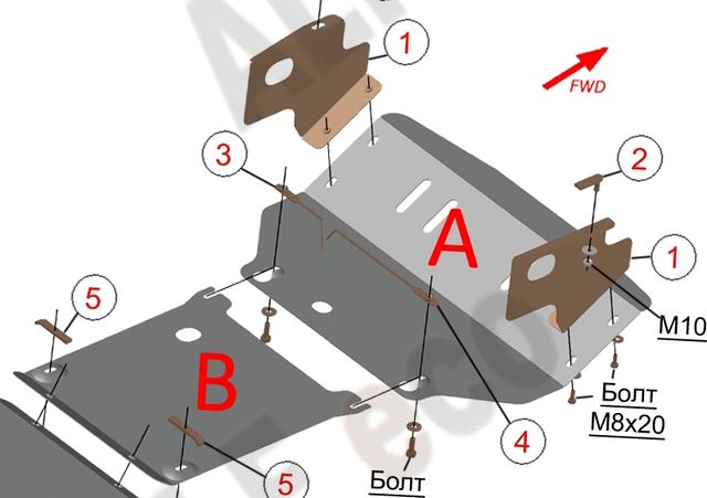 Защита алюминиевая Alfeco для радиатора и картера Mercedes-Benz M-Класс (ML320) W163 1997-2005. Артикул ALF.36.08 AL4