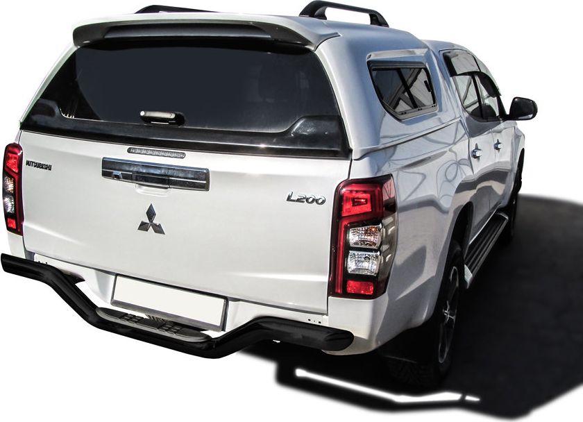 Защита Slitkoff задняя d76 волна с проступью без бампера для Mitsubishi L200 V рестайлинг 2018-2026 ЧЕРНАЯ матовая. Артикул ML18-012B