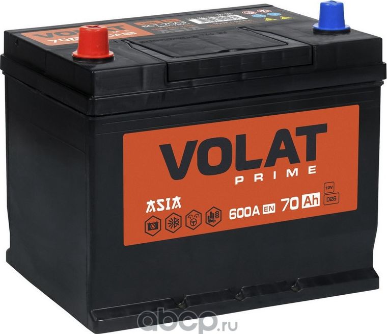 VOLAT Prime Asia 70Ah L+ (нижний борт). Артикул VSA701