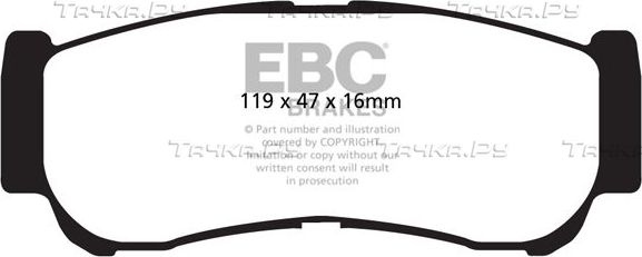 Тормозные колодки EBC Brakes задние для Hyundai Santa Fe II 2006-2012. Артикул DP1982