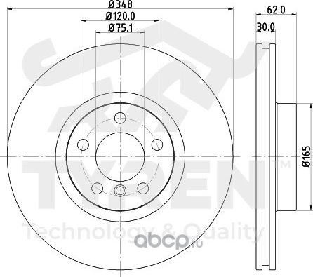 Тормозной диск (Tyren). Артикул TYR1010911