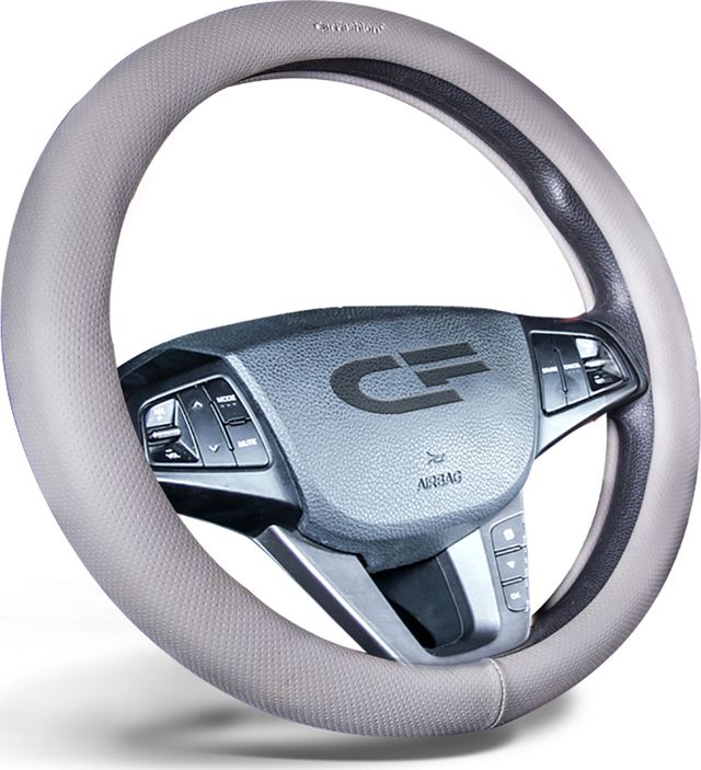 Оплётка на руль CarFashion Atom (размер M, экокожа, цвет ТЕМНО-СЕРЫЙ). Артикул 31450