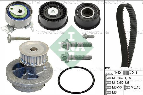Помпа (водяной насос) с комплектом ремня ГРМ Ina для Opel Astra G 1998-2009. Артикул 530 0443 30