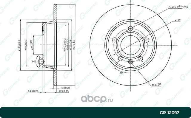 Диск тормозной (G-Brake). Артикул GR12097