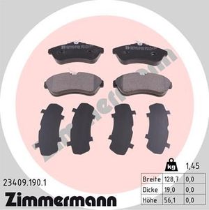 Тормозные колодки Zimmermann передние для Citroen C3 II 2009-2016. Артикул 23409.190.1