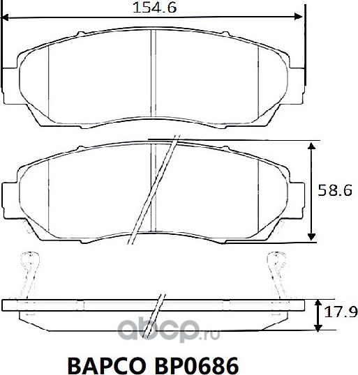 Колодки тормозные дисковые BP0686, (Bapco) Bapco. Артикул BP0686