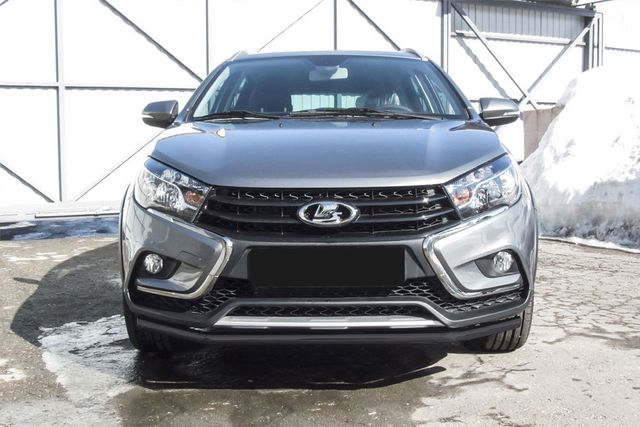 Защита Slitkoff переднего бампера d42 для Lada Vesta SW Cross 2017-2026 Черная. Артикул LadVSWCR03B