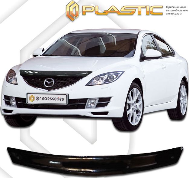 Дефлектор СА Пластик для капота (Classic черный) Mazda 6 седан II 2007-2012. Артикул 2010010103323