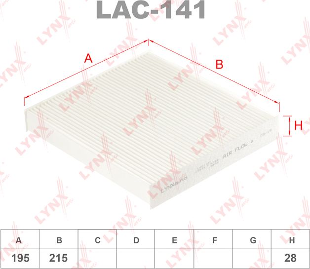 Салонный фильтр LYNXauto для Lexus GS III 2005-2011. Артикул LAC-141