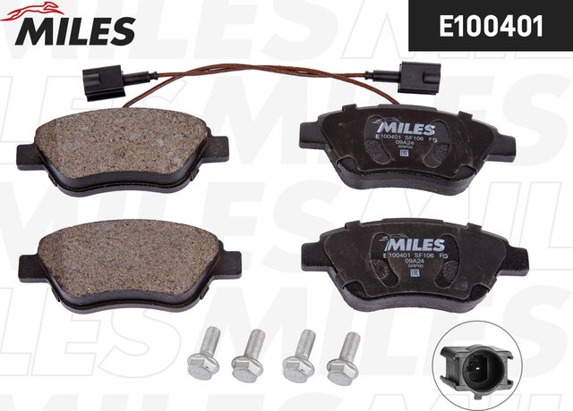 Тормозные колодки Miles (Semi-Metallic) передние для Fiat Stilo 2001-2006. Артикул E100401