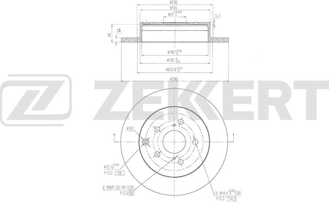 Тормозной диск Zekkert задний для Toyota Mirai 2014-2026. Артикул BS-6802