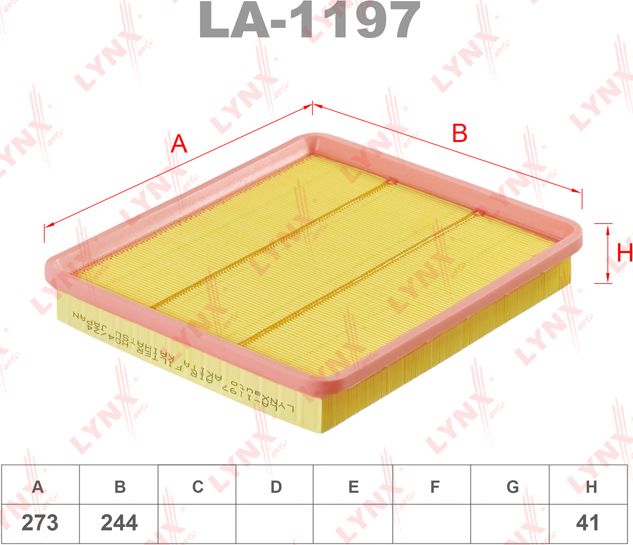 Воздушный фильтр LYNXauto. Артикул LA-1197