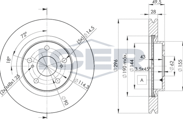 Тормозной диск Icer передний для Lexus ES V 2006-2012. Артикул 78BD3107-2