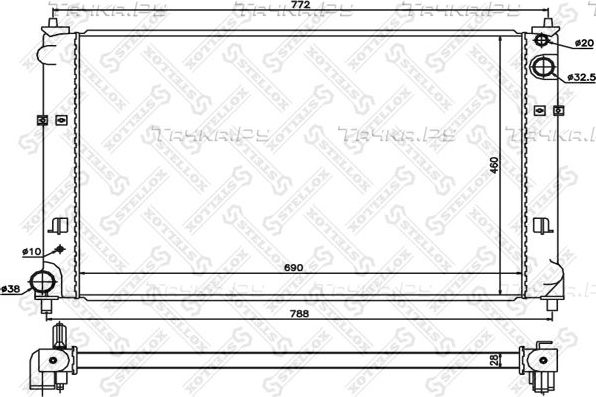 Радиатор охлаждения двигателя Stellox для Mazda MPV II (LW) 2002-2006. Артикул 10-26706-SX