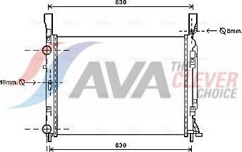 Радиатор охлаждения двигателя AVA для Mercedes-Benz Citan 2012-2026. Артикул RTA2469