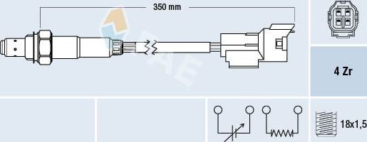 Лямбда-зонд (кислородный датчик) FAE. Артикул 77480