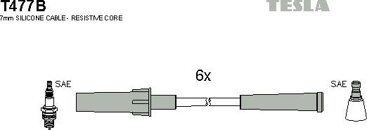 Высоковольтные провода (провода зажигания) (комплект) Tesla. Артикул T477B