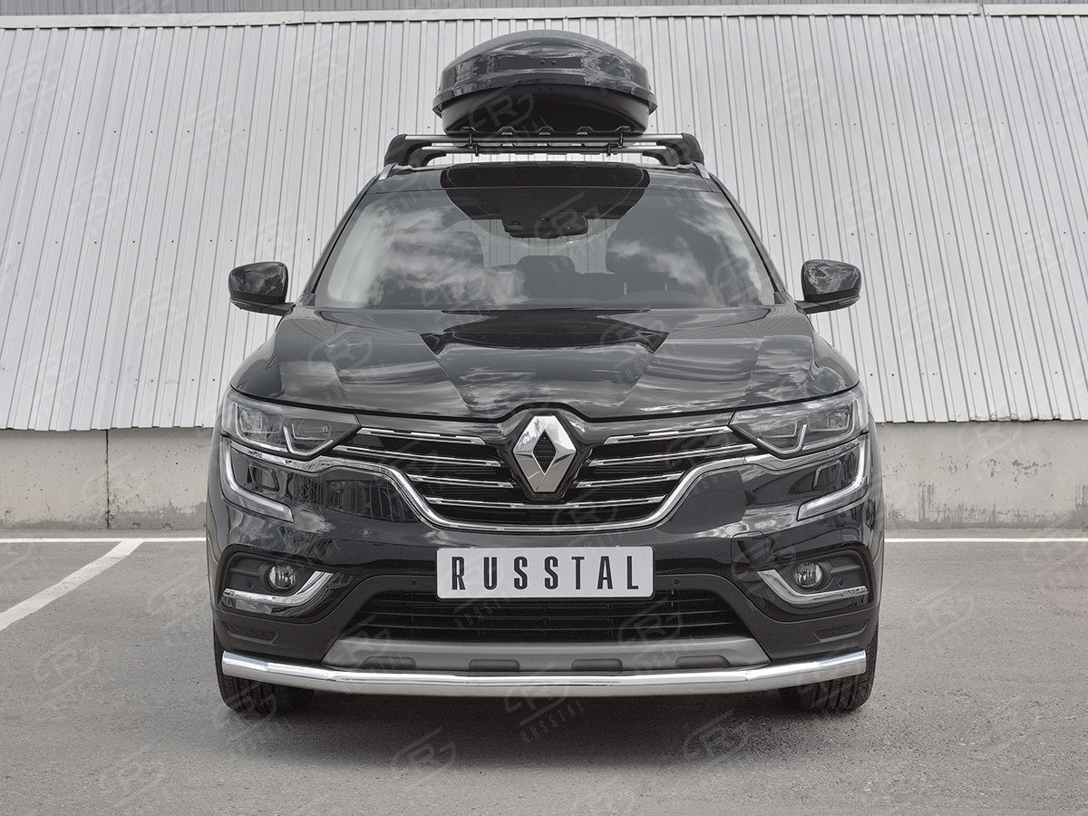 Защита РусCталь переднего бампера d63 секции для Renault Koleos II 2016-2026. Артикул RKZ-002969