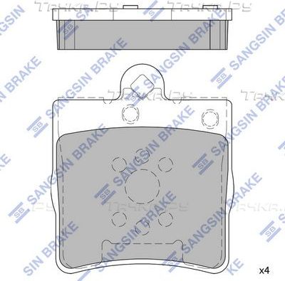 Тормозные колодки Sangsin Hi-Q задние для Chrysler Crossfire 2003-2008. Артикул SP2208