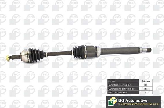 Полуось (привод в сборе, приводной вал) BGA. Артикул DS2302R