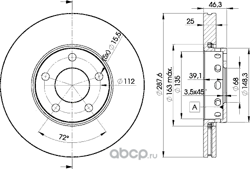 Диск тормозной (Icer). Артикул 78bd4063