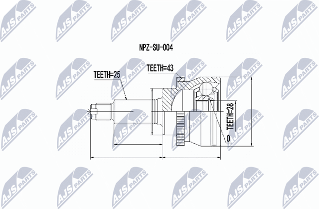 Шрус внутренний (граната) NTY передний правый для Suzuki Ignis II (HR) 2003-2008. Артикул NPZ-SU-004