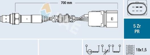 Лямбда-зонд (кислородный датчик) FAE для Volkswagen Golf V 2004-2008. Артикул 75037