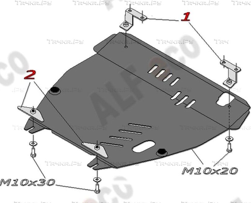 Защита алюминиевая Alfeco для картера и КПП Honda Pilot II до рестайлинга 2008-2011. Артикул ALF.09.07 AL4